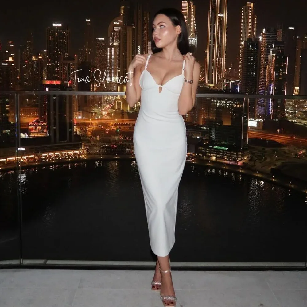 Zara Strappy Midi Cocktail Dress White XS NWT